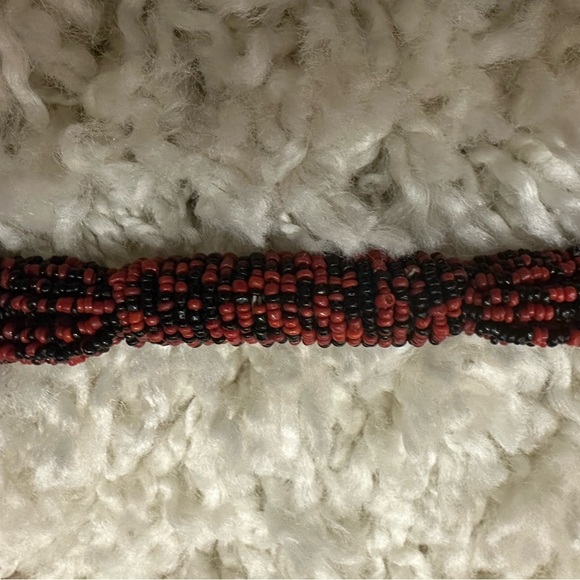 Seed bead scarf x2 red and black, blue and white Y2K 
Handmade Festival boho - Picture 8 of 9